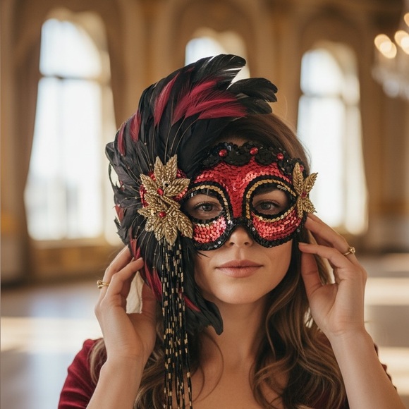Handmade Designer Masquerade Mask Gypsy Renaissance Wearable Art - Picture 1 of 11